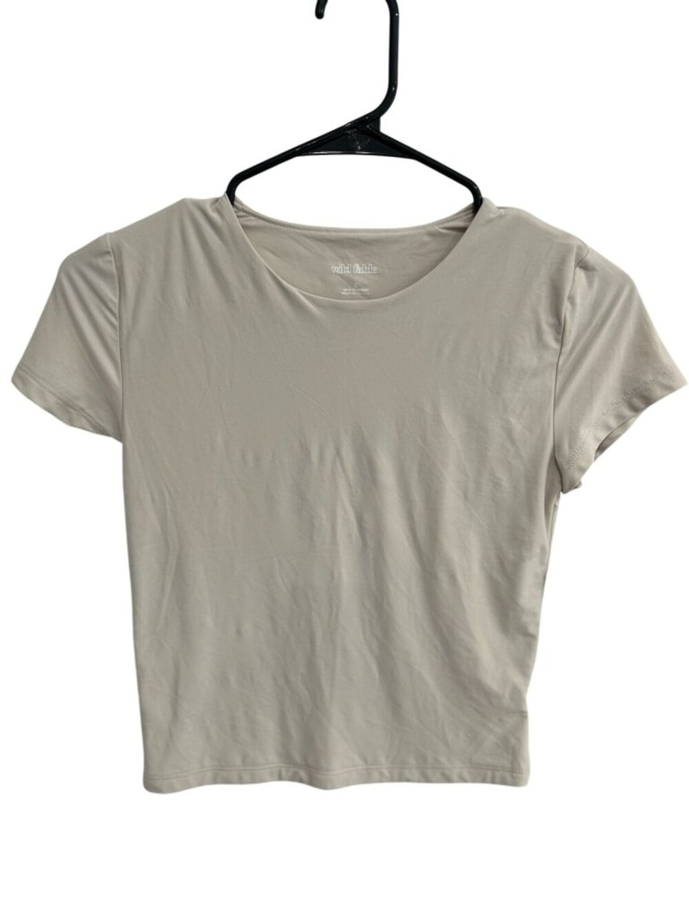 Wild Fable Small Light Taupe Short Sleeve Crop Top Stretch Minimalist Y2K NWT